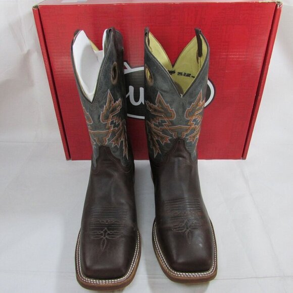 Justin Men's Bender 11" Square Toe Cowboy Boots Chocolate Brown Cowhide BR5349 - Picture 3 of 5